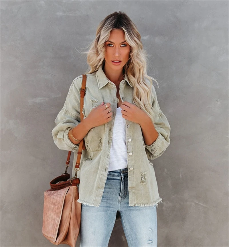 Washed Loose Women Street Style Denim Jacket Autumn Winter New Arrival Cotton Material Comfortable Long Sleeve Clothes
