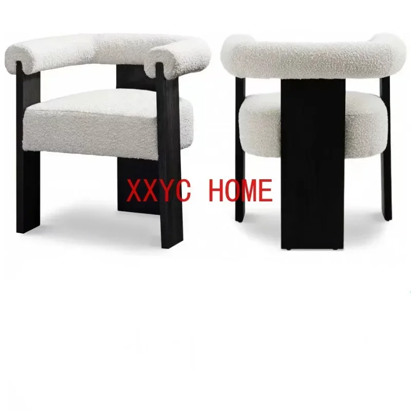 

Custom Light of luxury solid wood lambs wool art chair modern cafe leisure chairs negotiations