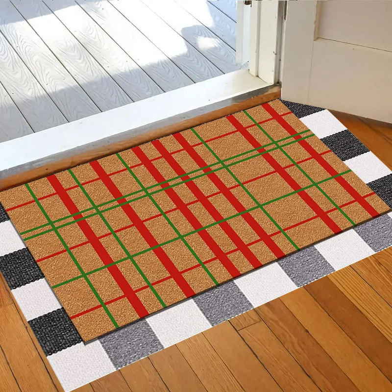 Grip Welcome Doormat Outdoor Imitation Coir Floor Mat TPR Backing UV Printed Mud Scraping Foot Mat Rubbing Entrance Door Mat