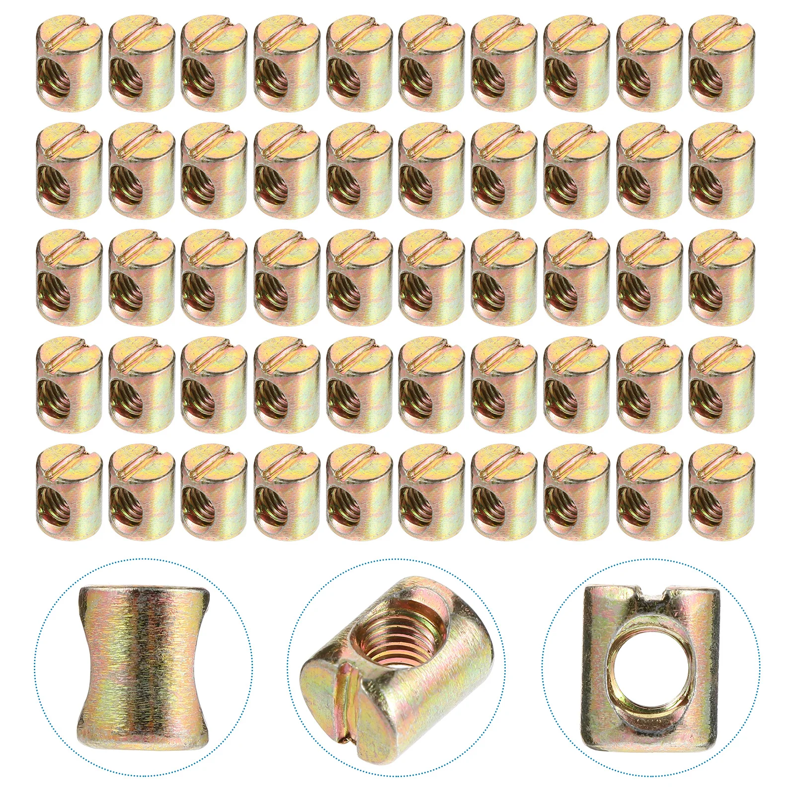 

55Pcs Barrel Nuts Slotted Cross Dowel Steel Nuts for Furniture Beds Cribs Chairs Barrel Nut Cross Dowel