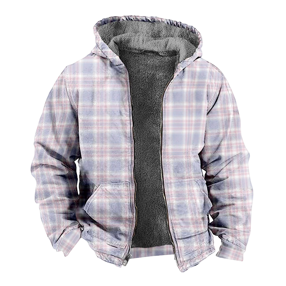 Abrigos de chaquetas de invierno para hombre, ropa de algodón con patrón de rayas a cuadros, abrigo deportivo a prueba de viento para el hogar