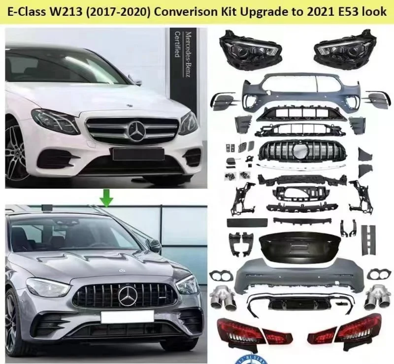 FOR MERCEDES E - CLASS W213 2017-2020 CONVERSION KIT UPGRADE TO 2021  E53 LOOK BODY KIT CAR BUMPERS