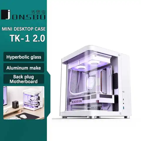 JONSBO TK-1 V2.0 mini desktop chassis Hyperbolic Sea View Room MATX Case Aluminum Alloy Case/240 Water cooling/ATX Power Supply