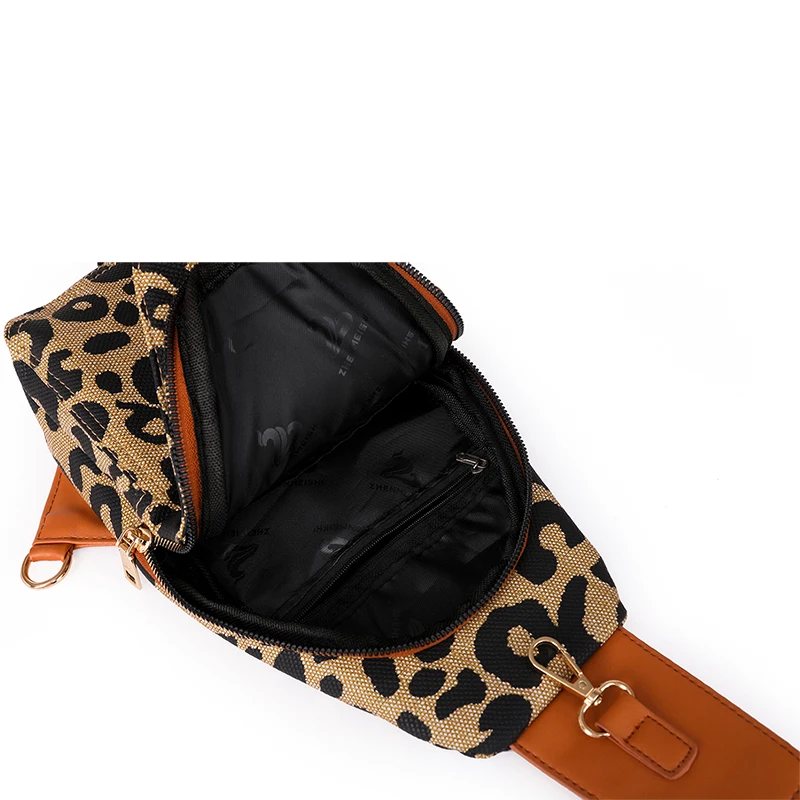 Torba na klatkę piersiową dla kobiet nylonowe torby na ramię moda damska Crossbody Casual All Match Messenger Bag Leopard torba piersiowa projektant