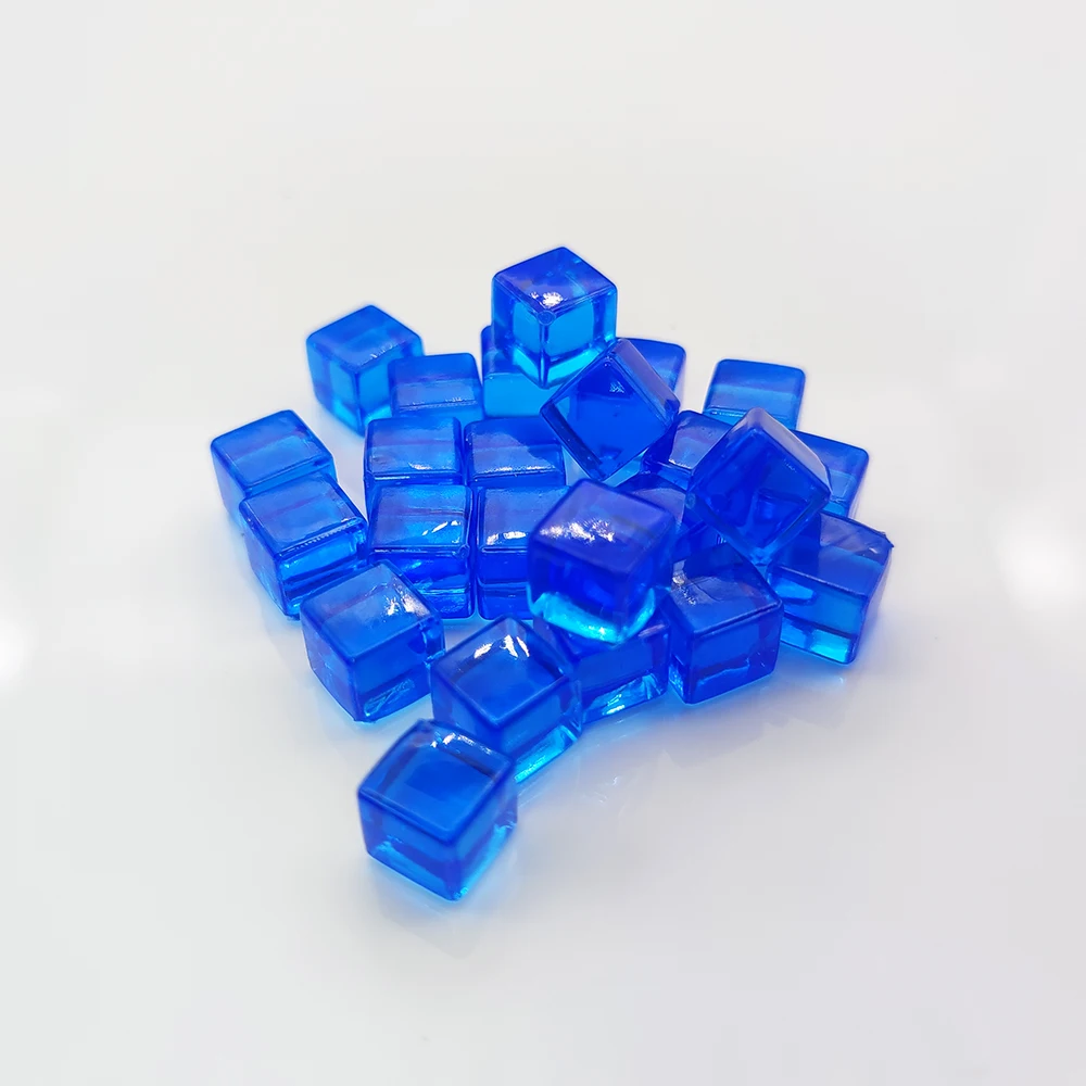 50Pcs/set 8mm Transparent blue Cubes  With Right Angle Sieve For Puzzle Board Games