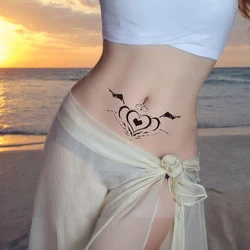 Waterproof temporary tattoo stickers body henna waist chest black angel tattoo stickers glitter tattoo fake tattoo women