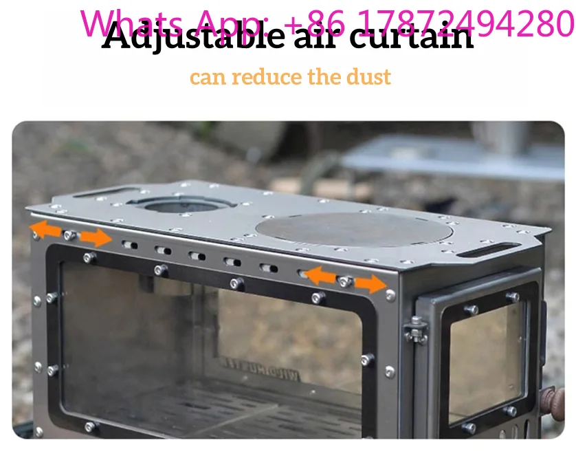 Ultra-Light Portable Pure Titanium Wood-Burning Stove with Carry Case & Smoker Box for Modern Outdoor BBQ Camping