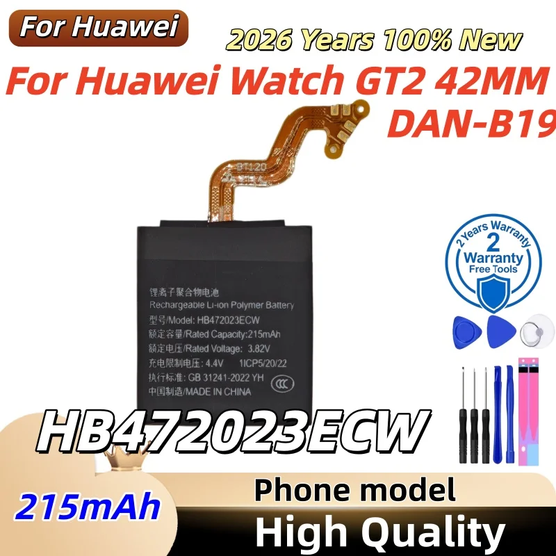 HB472023ECW Smart Watch Battery 215mAh Li-Polymer Replacement Battery For Huawei Watch GT2 42mm DAN-B19+Tools