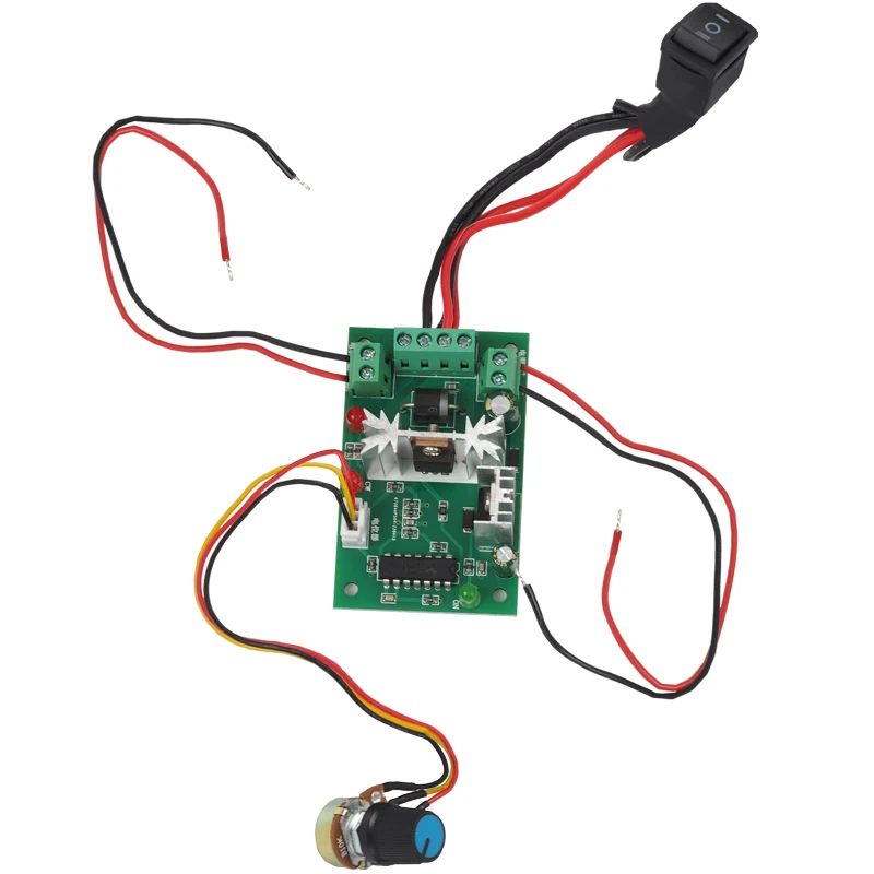 Geborsteld Gelijkstroommotorregelaar 12V 24V Voorwaarts En Achterwaarts Schakelende Snelheid Instelbaar Maximaal Uitgangsvermogen 150W Stroomregelaar