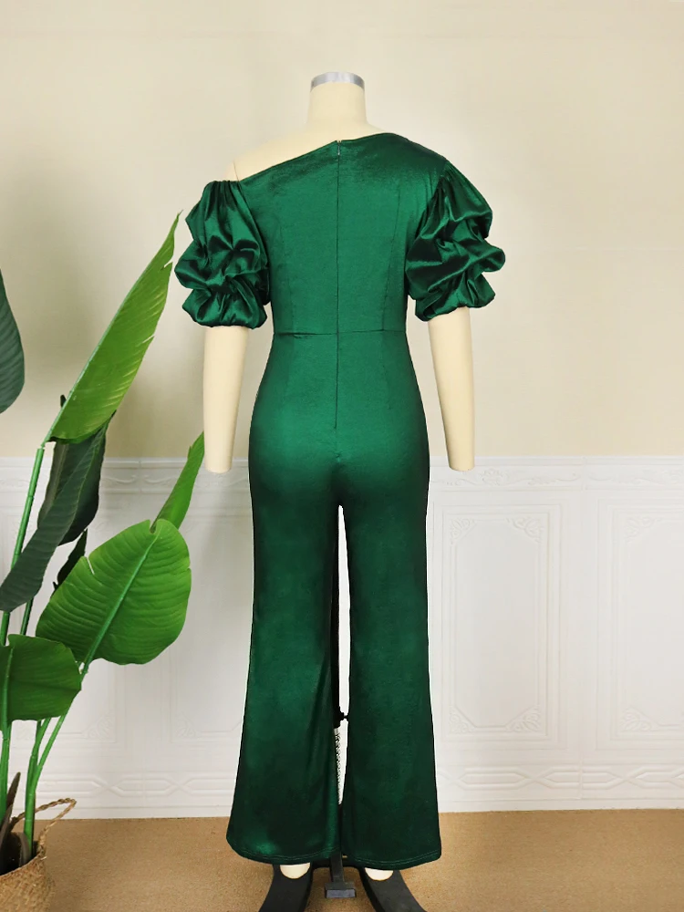 ONTINVA Green Jumpsuits for Women Plus Size 4XL Short Puff Sleeve Sexy Bodycon Club Party Evening Rompers One Piece Outfits