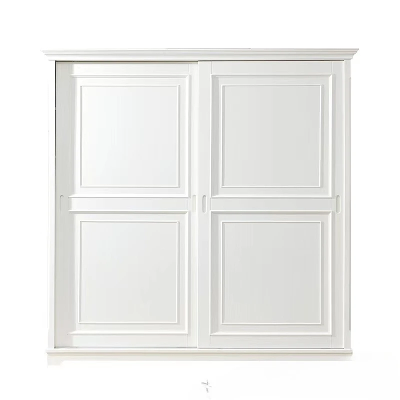 

American sliding door retro old simple solid wood wardrobe bedroom storage large wardrobe
