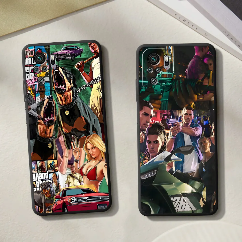 Grand Theft Auto GTA5 Game Case for Xiaomi Redmi Note 12 11 10S 11E 13 Pro Plus 10 8 9 9S 7 11S 11T TPU Black Soft Phone Cover #4