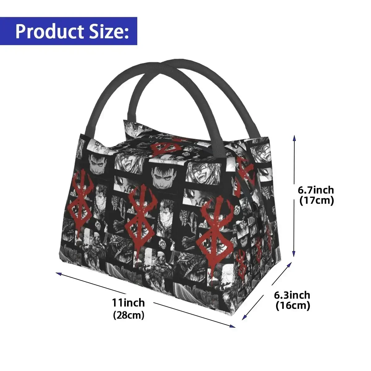 Custom Bag Custom Japan Anime Berserk Swordsman Manga Guts Insulated Lunch Bag Storage Food Boxes Portable Container Cooler Ther