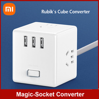 Original Xiaomi Mijia Cubic Convertor / Power Strip Unique Design 3 USB Port Cute Portable Multiple Safe Protection Light Switch