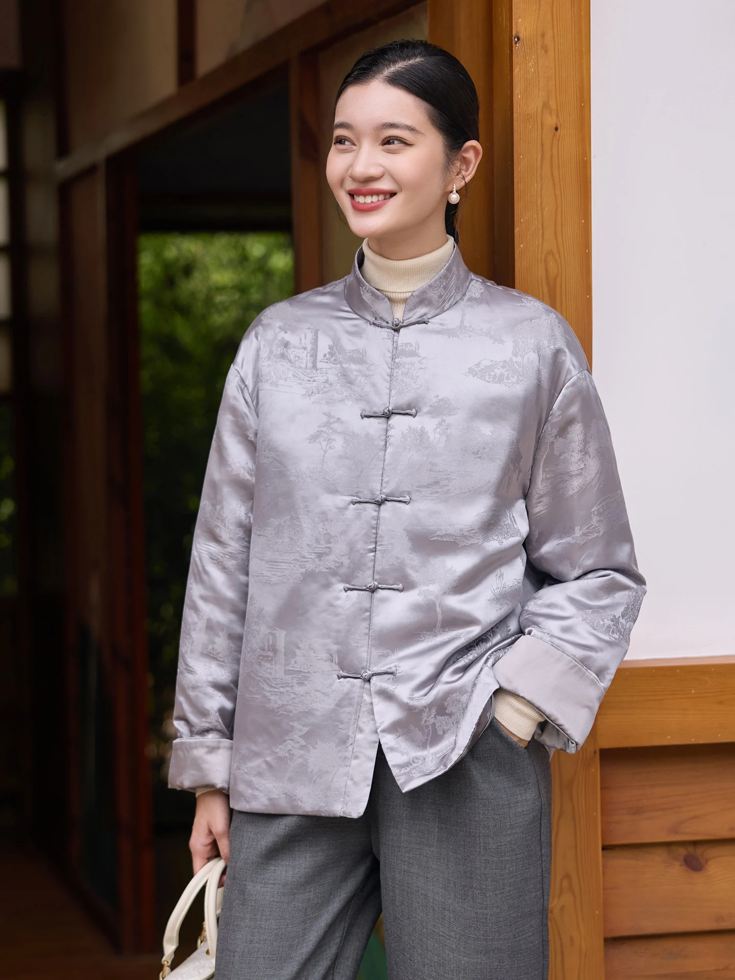 

Шелковый тканый атлас с вышивкой, зимний хлопковый тюре, женский топ, новый китайский костюм Тан в стиле ретро, женское стеганое пальто, верхняя одежда