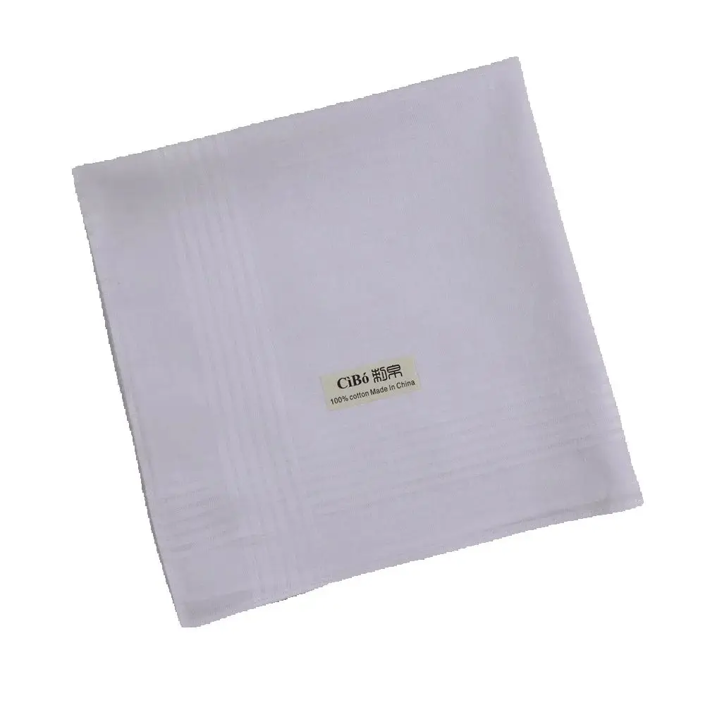 M005 White Cotton 120 Pieces Men's Handkerchief Suitable for embroidery printing Wedding Invitation Personalized Father's Gift