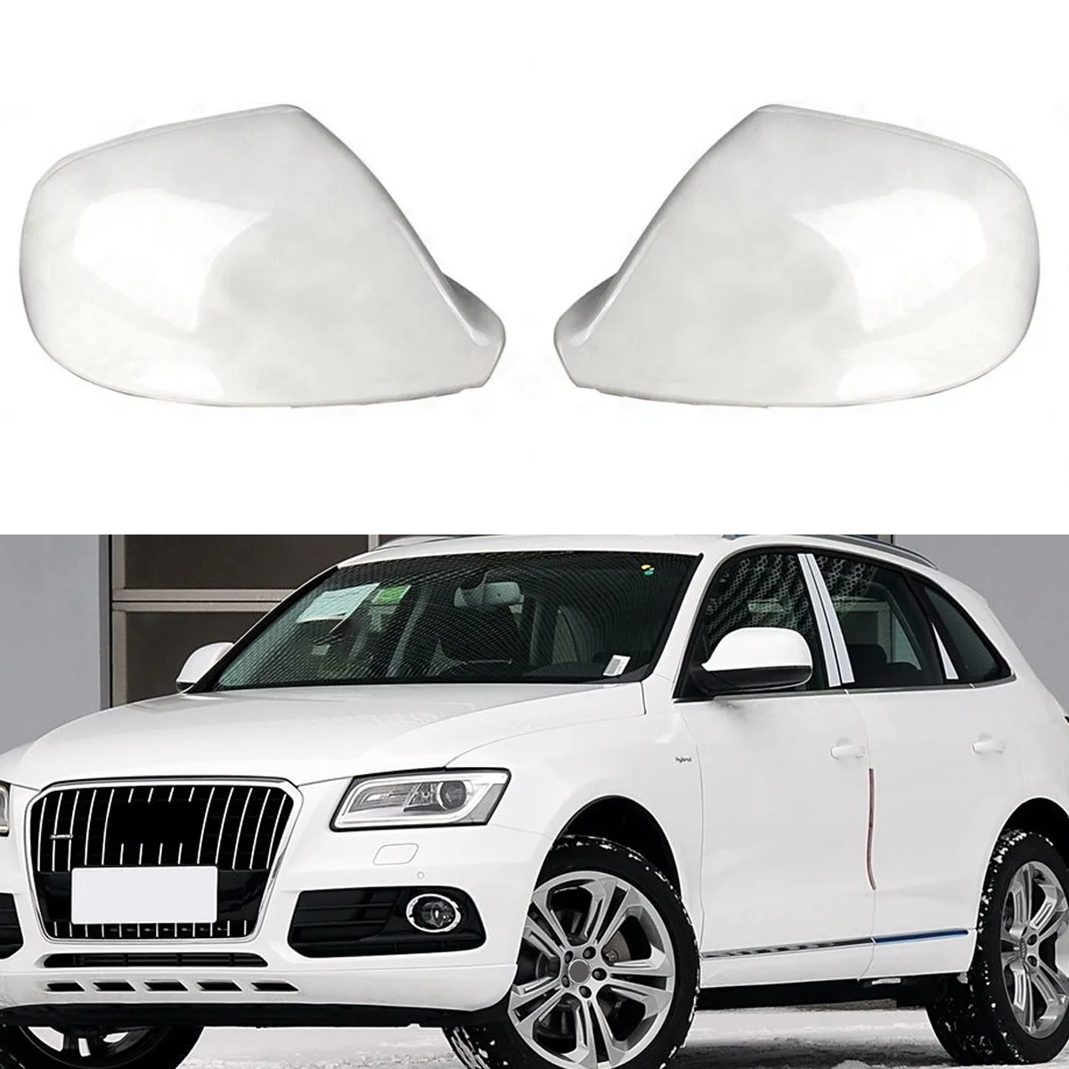 

Левый и правый корпус зеркала заднего вида для Audi Q5 2009-2015, белая краска, корпус зеркала заднего вида, отражатель, крышка