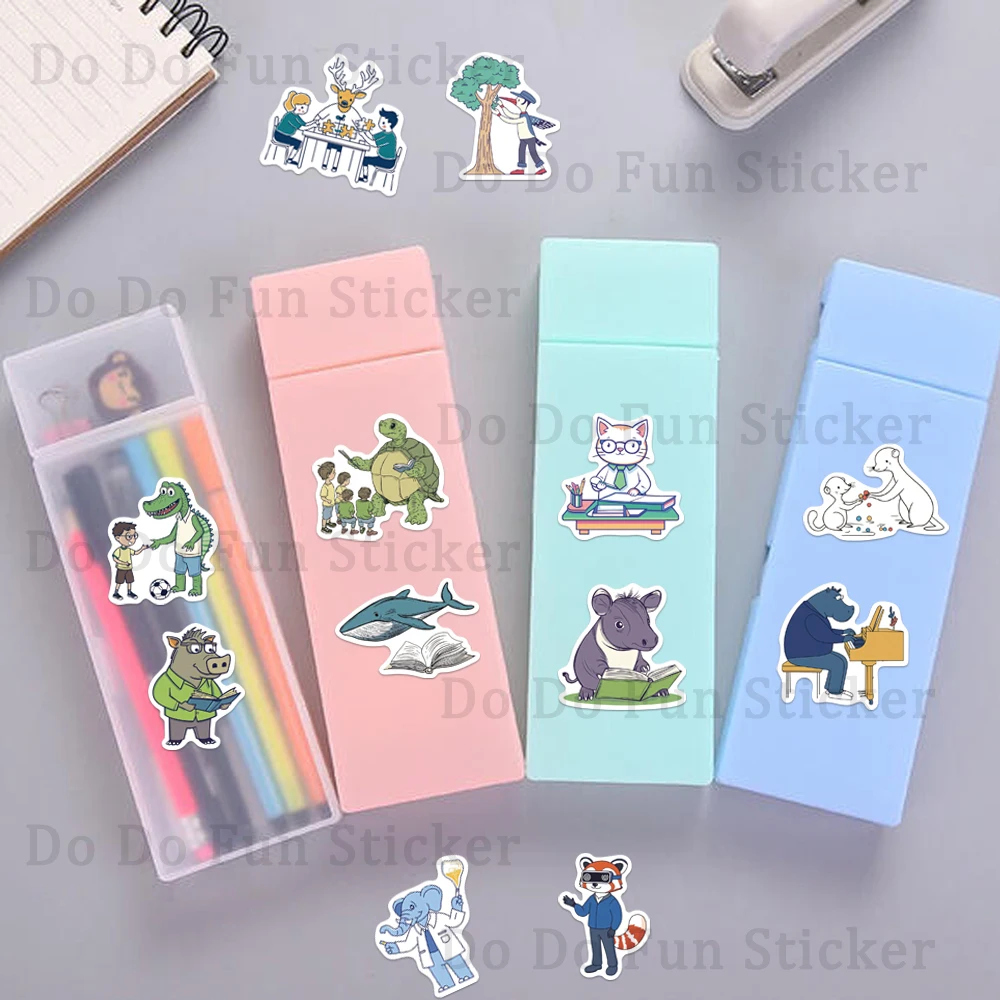 50 pçs dos desenhos animados aprendizagem criativa amor leitura animal tiantuan adesivos à prova dwaterproof água decoração caixa de papelaria portátil caso do telefone