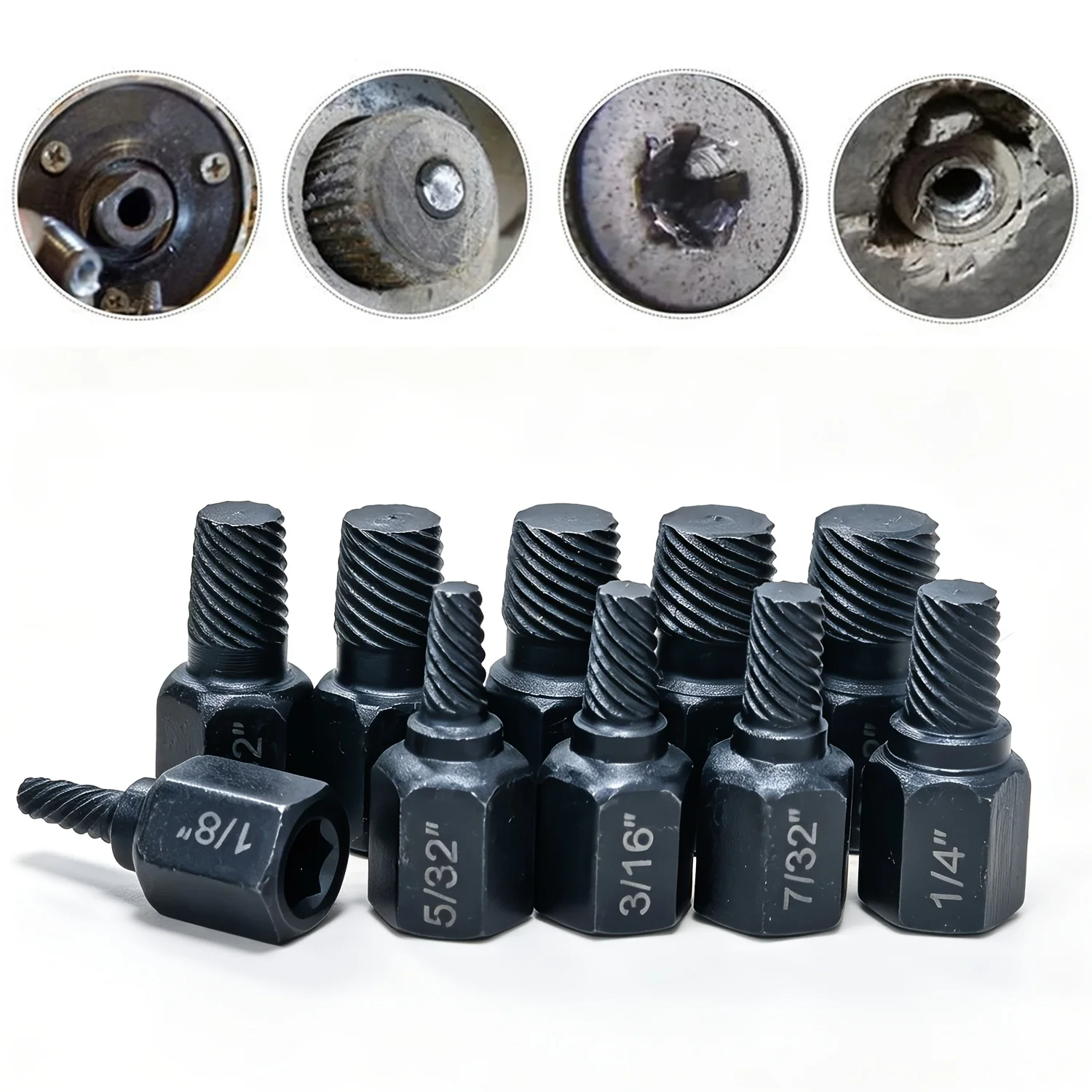 10Pcs Screw Extractor Kit Alloy Steel Damaged Screw Remover Metal Set Easy Out Drill Bits Bolt Stud Multi-Spline Screw Extractor
