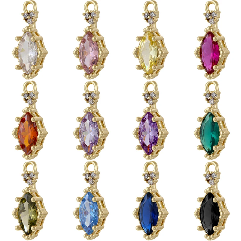 

ZHUKOU Multicoloured Zirconia Teardrop-Shaped Small Pendant Handmade Accessory: VD1940