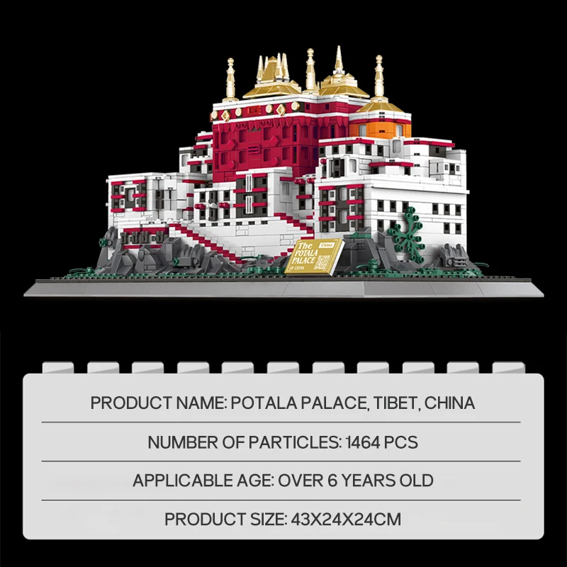 WG6217 World Famous Architecture Series Potala Big Building Model Toys Small Particle Assembly Block Children Boys Birthday Gift