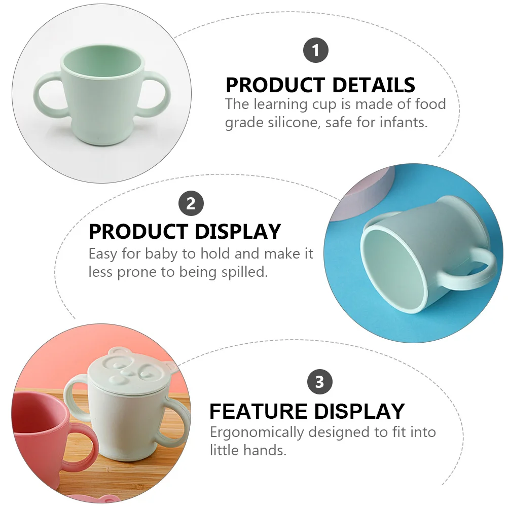 

1 шт., силиконовая чашка против падения для младенцев, тренировка питья, эргономичная ручка, дизайн, гладкий край, силиконовая чашка для воды для малышей