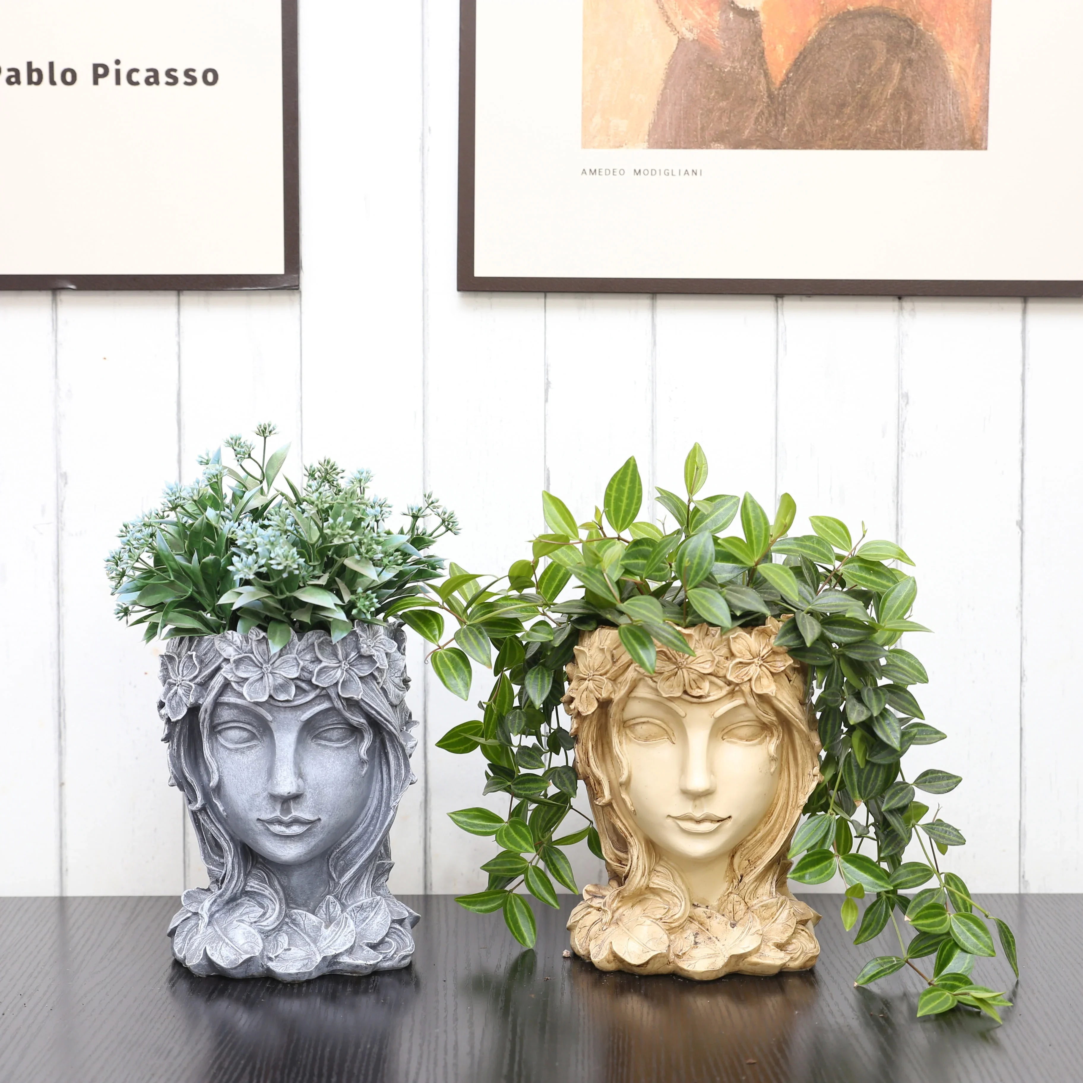 Head Planter Goddess Statue Planter Decorative Indoor Outdoor Flower Vase Container Portrait Planter