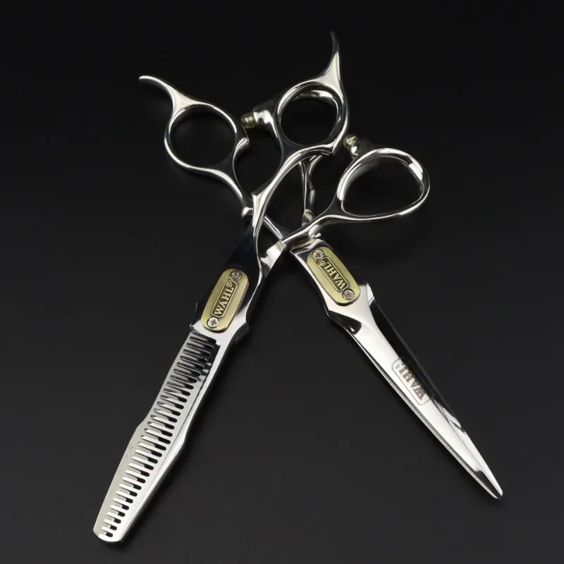 6.0 Inch Silver Handle Japan440c Steel Professional Barber Scissors Flat Cut 440C Professional Hairdressing Salon