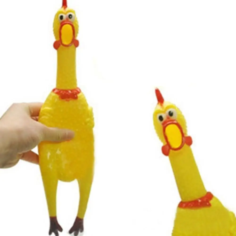 17cm Funny Chicken Squeak Toy Dog Sounding Toy Screaming Chicken Squeeze Sound Dog Chew Toy Yellow Screaming Rubber Chicken