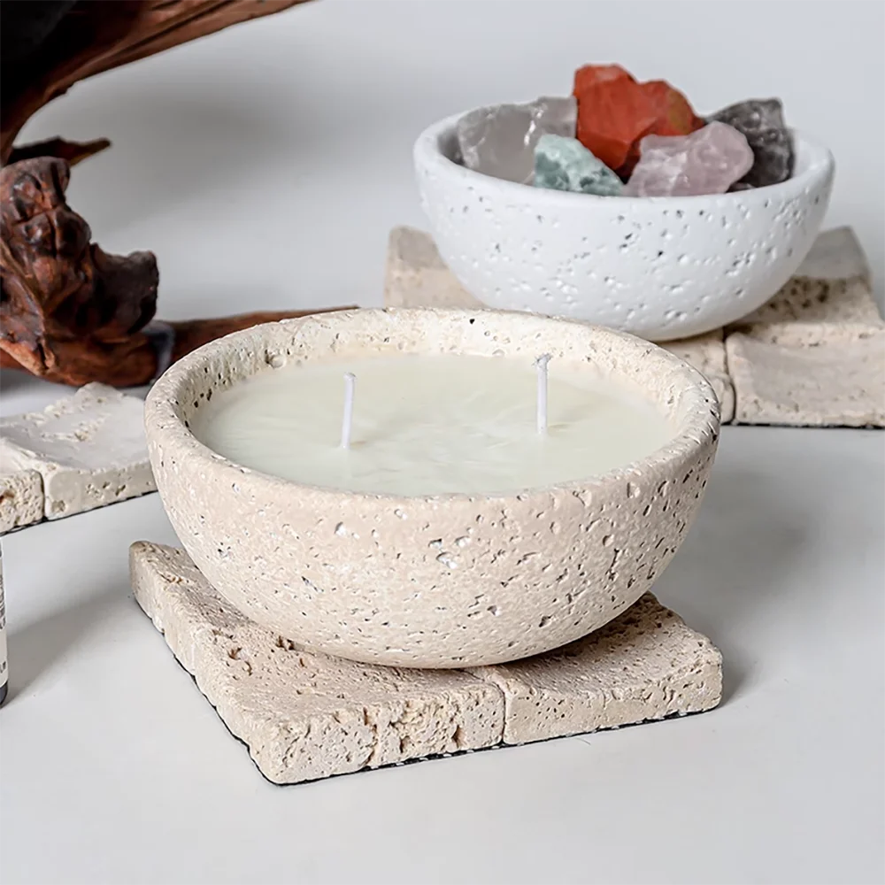 Cement Candle Jar Mold - DIY Silicone Mold for Aromatherapy Holders, Flameless Wax Warmer Base, Wabi-Sabi Bedroom Decor