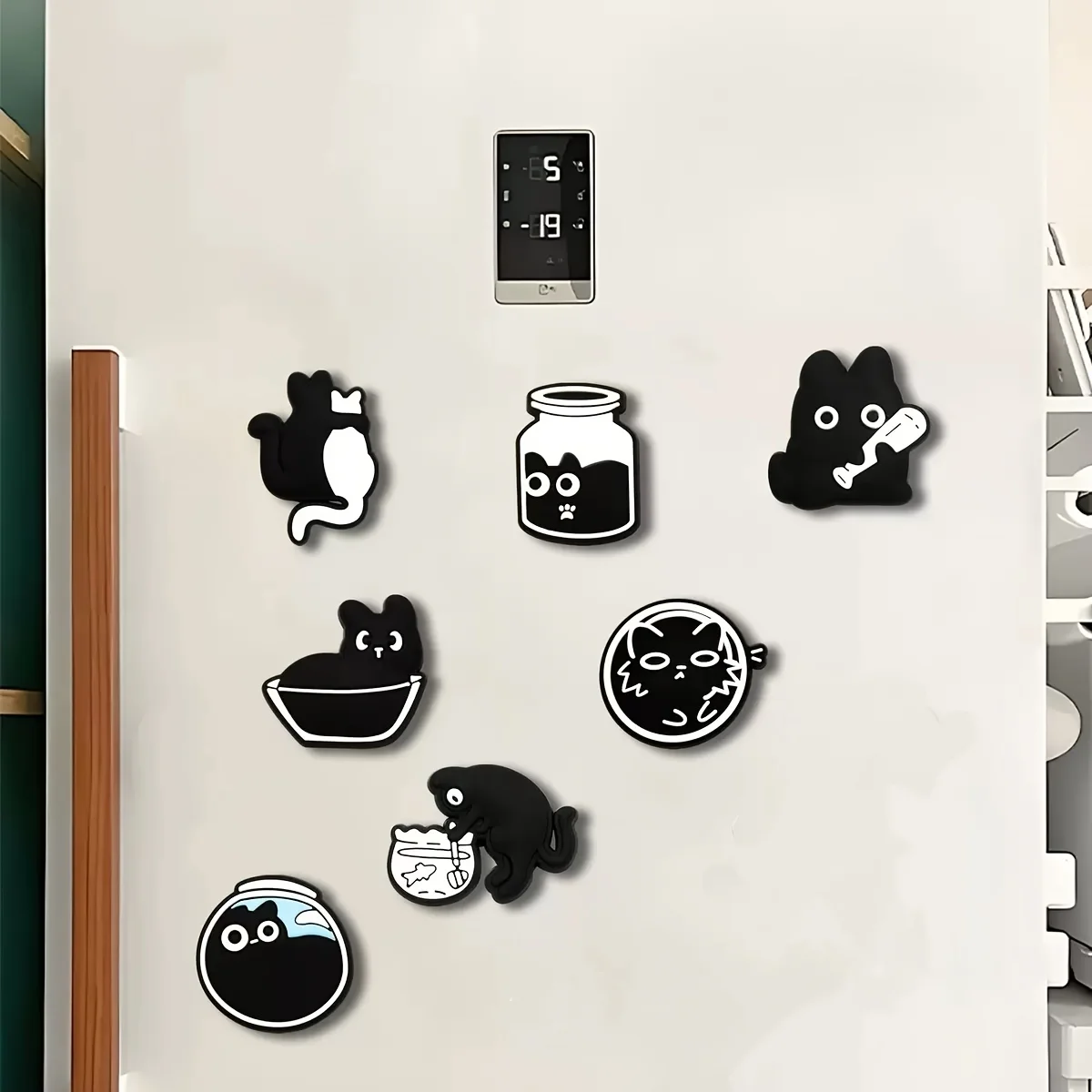 9pcs Plastic Kawaii Fat Cat-Shaped Fridge Magnets Set | Cute Cat-Decorated, Multi-Functional Gifts for Kitchens and Offices