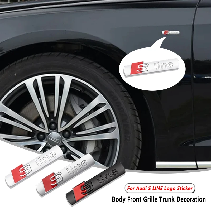

3D Metal Sline Логотип Автомобильная Передняя Решетка Эмблема Кузов Крыло Багажник Авто Ремонт Аксессуары Для Audi s line A4 B8 A3 8P 8V 8L A6 C7 C6