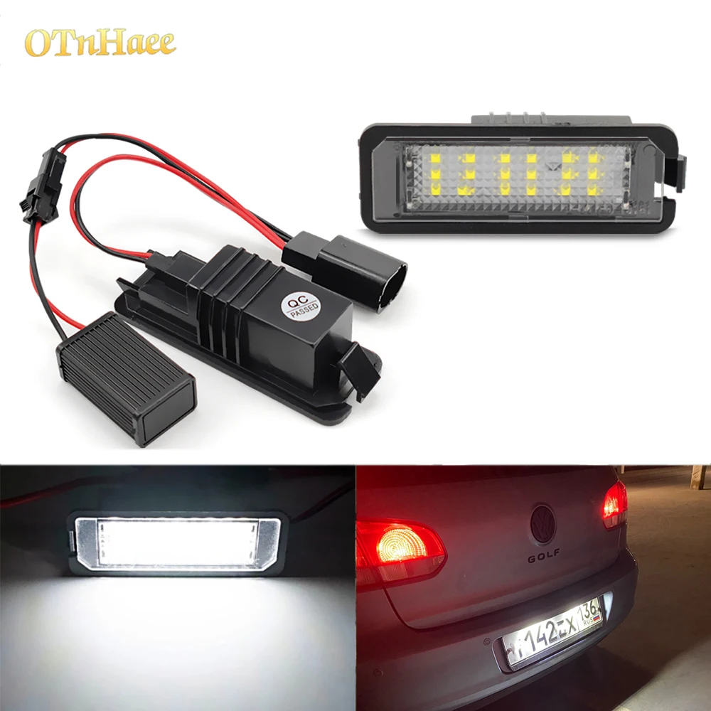 2pcs LED Number License Plate Light Lamp For VW Golf4/5/6/7 Passat B6 CC Eos Polo Superb Seat Leon Altea canbus no error White