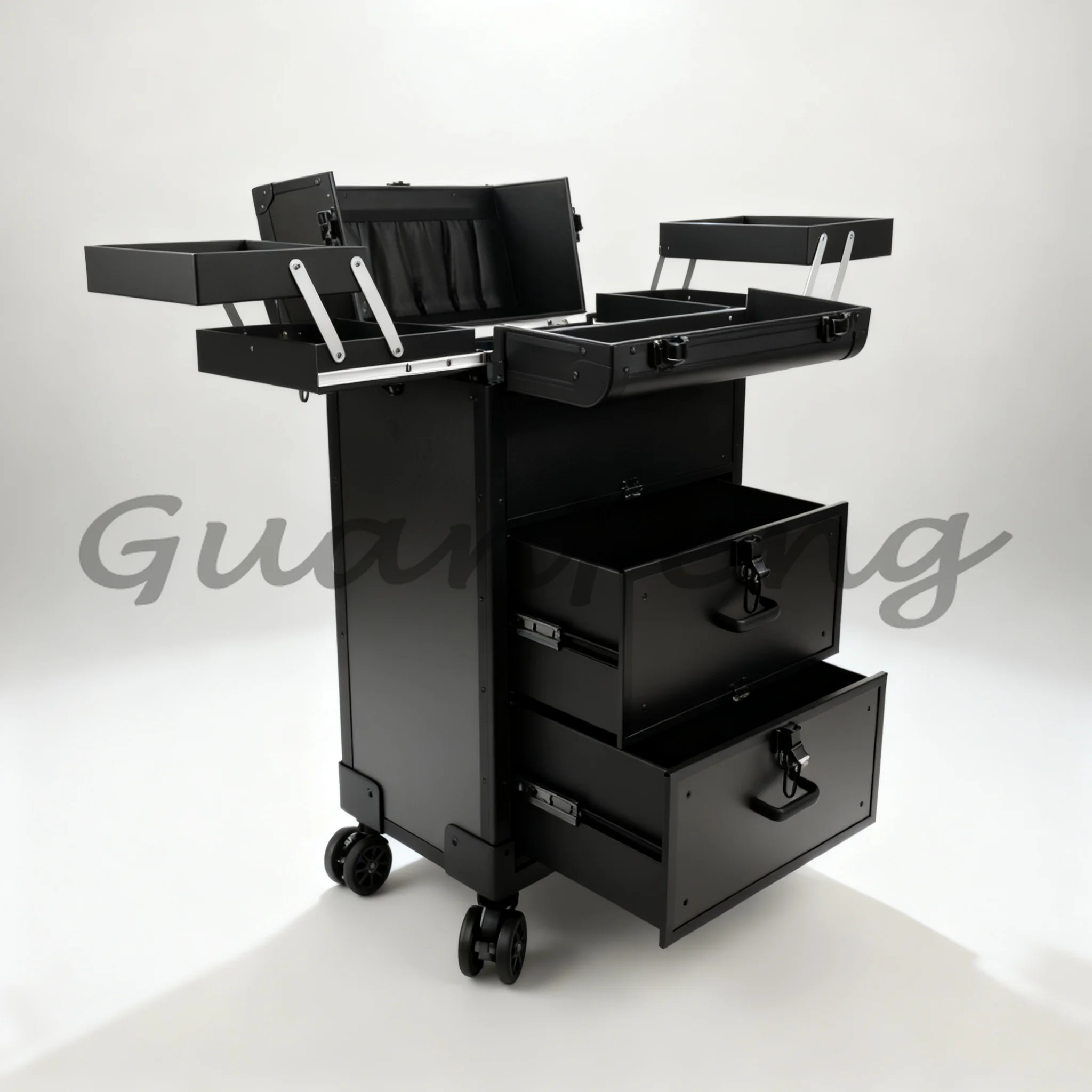 Large Multi-layer Lockable Rolling Trolley Makeup Train Case, Portable Storage Box for Makeup Artists, Nail & Microblading Tools