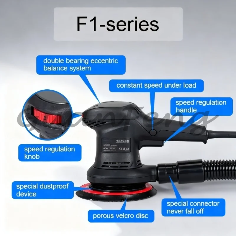70*400mm Square Orbital Electric Sander, Variable Speed 5mm Eccentricity Orbital Sander with Electric Brush