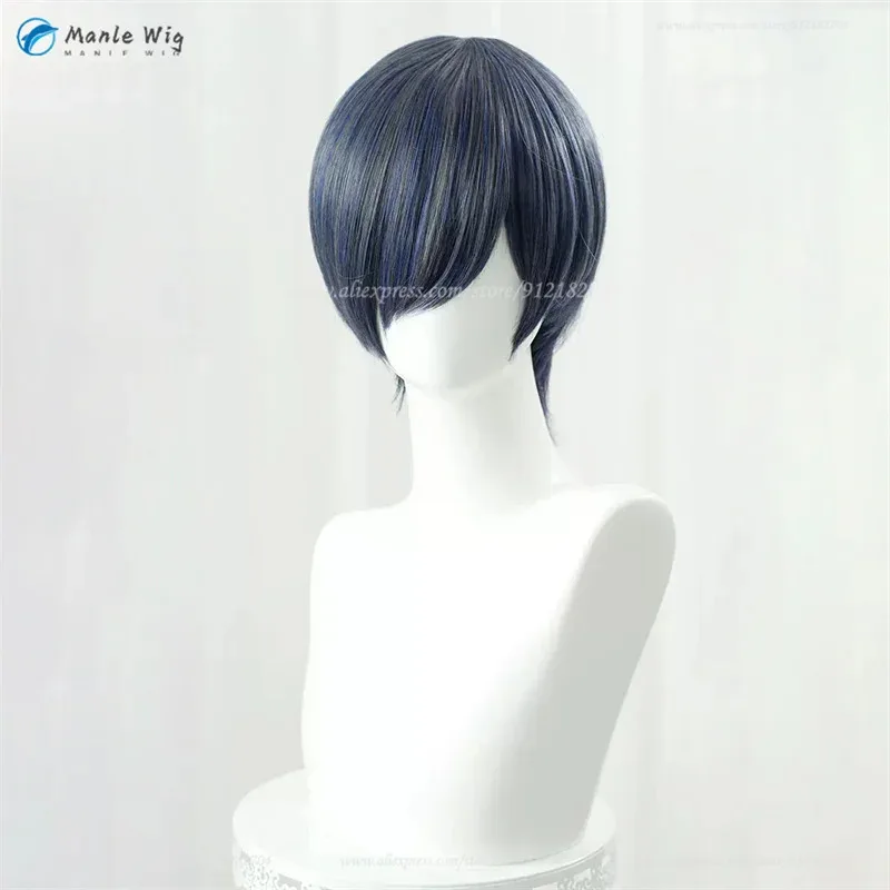 Anime Wigs Cosplay Ciel Phantomhive Cosplay Wig Blue Grey Wig Heat Resistant Halloween Party Women Men Wigs + Wig Cap