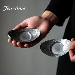 Japanese Ancient Tin Coaster Handmade Cup Holder Tea Set Tea Cup Anti-scalding Insulation Pad Kung Fu Tea Ceremony Accessories