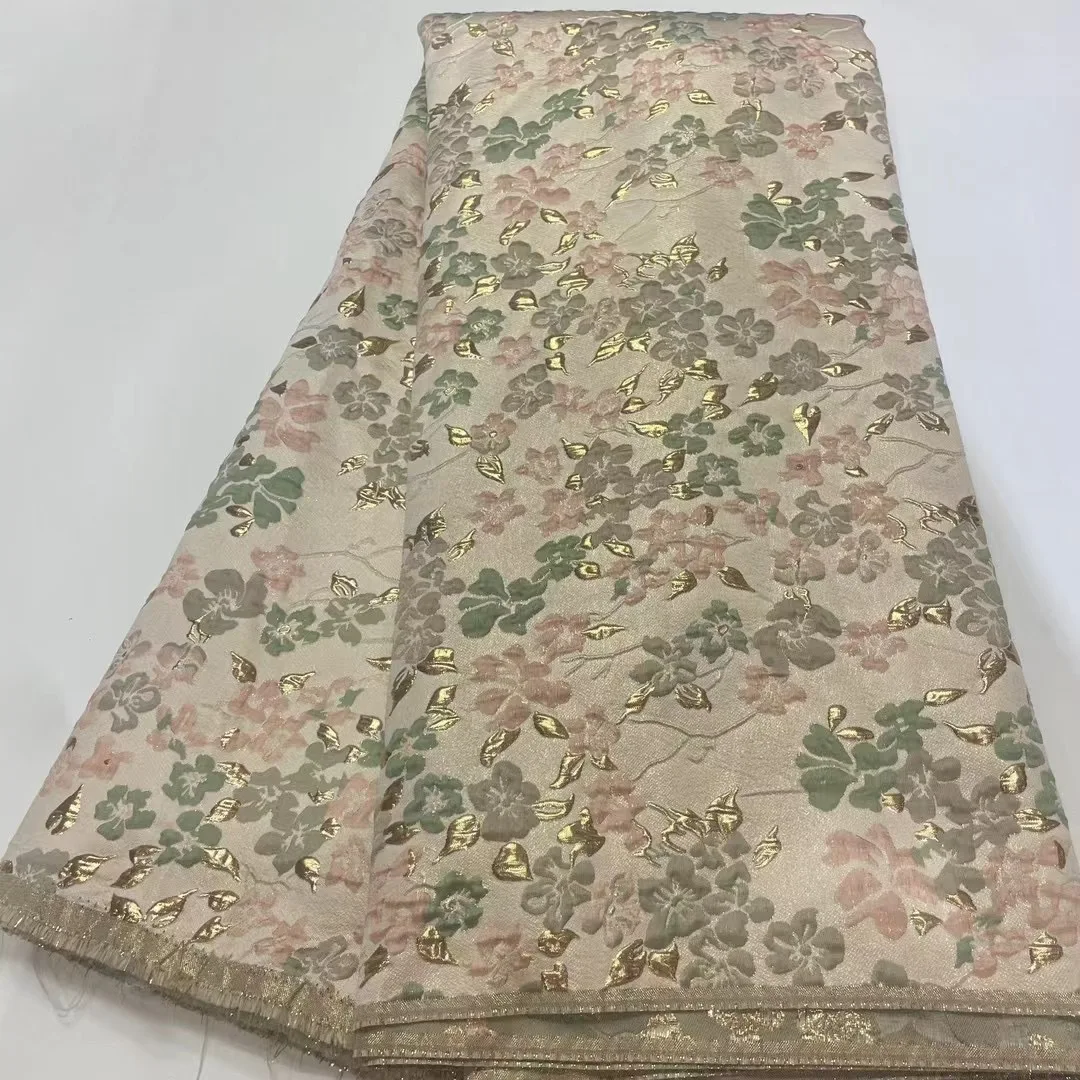 

Brocade Fabric Jacquard Lace African High Quality Gilded Lace Fabrics Damask Fabric for Women Wedding Dresses NJ6211
