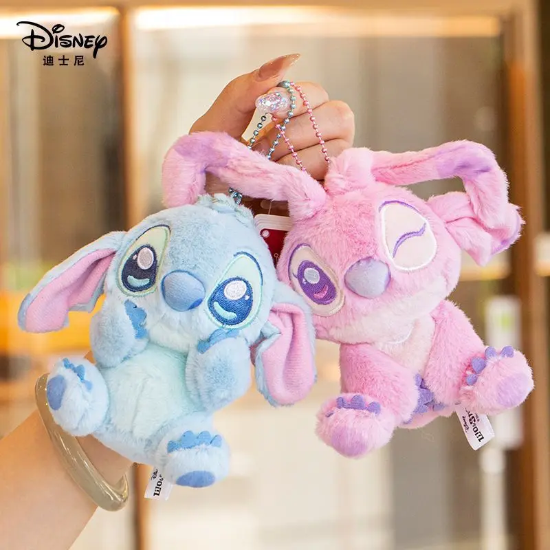 

Genuine Disney plush doll pendant Stitch plush doll keychain Angel schoolbag interstellar keychain