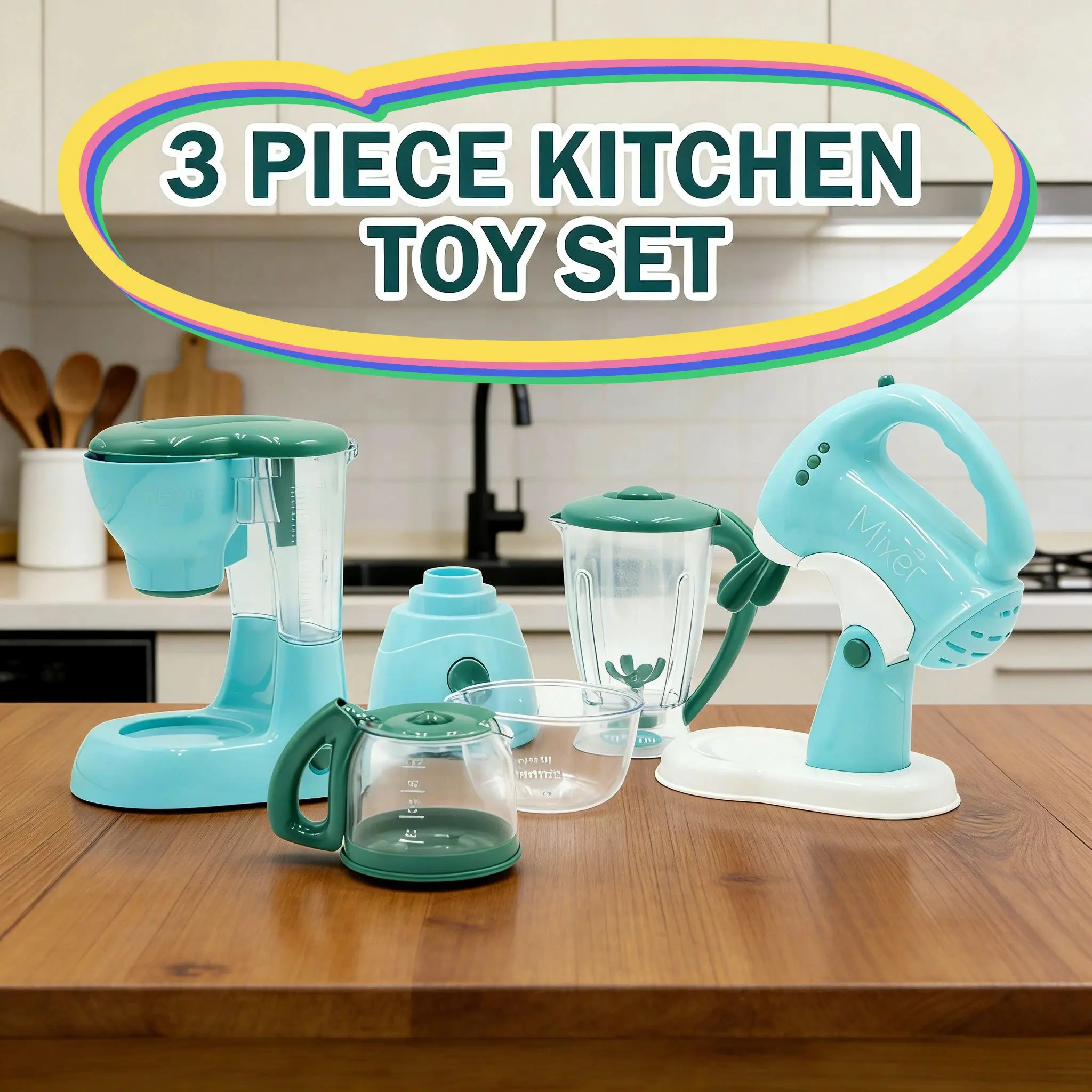 

Набор из 3-х электрических игрушек: кофеварка, соковыжималка, блендер-миксер. Игровой набор мини-бытовой техники для кухни. Детский подарок.