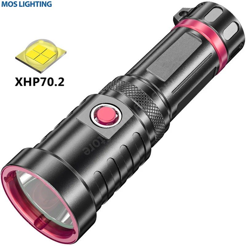 

New Strong Light P70 LED Flashlight Portable Torch USB Rechargeable Light Self Defense Outdoor Camping Fishing EDC Flashlights