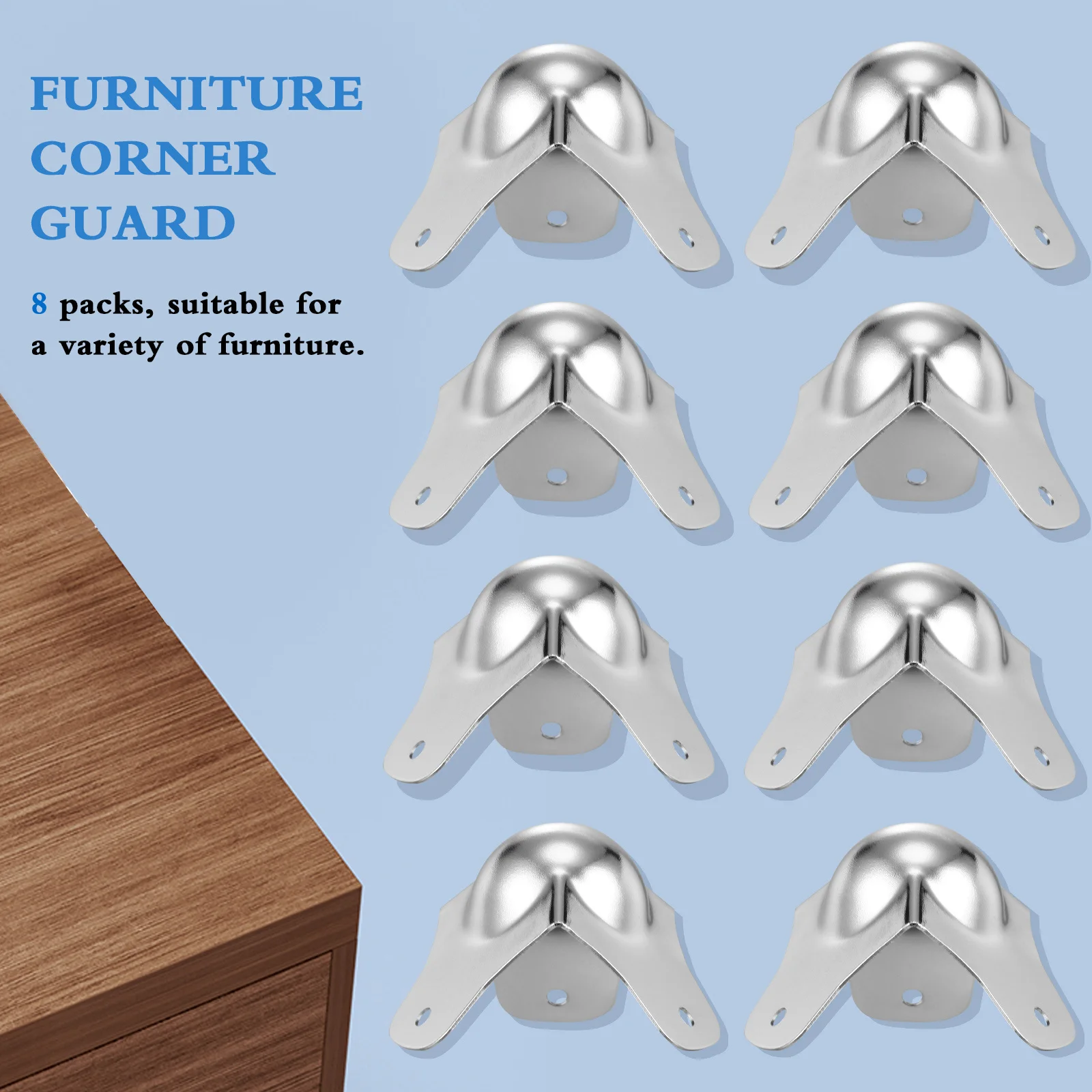 8 قطعة واقيات الكرة المعدنية حافة الحرس لخزانة الطيران حقيبة للتخزين الثقيلة الحديد ركن حامي ركن الأثاث الفضي #3