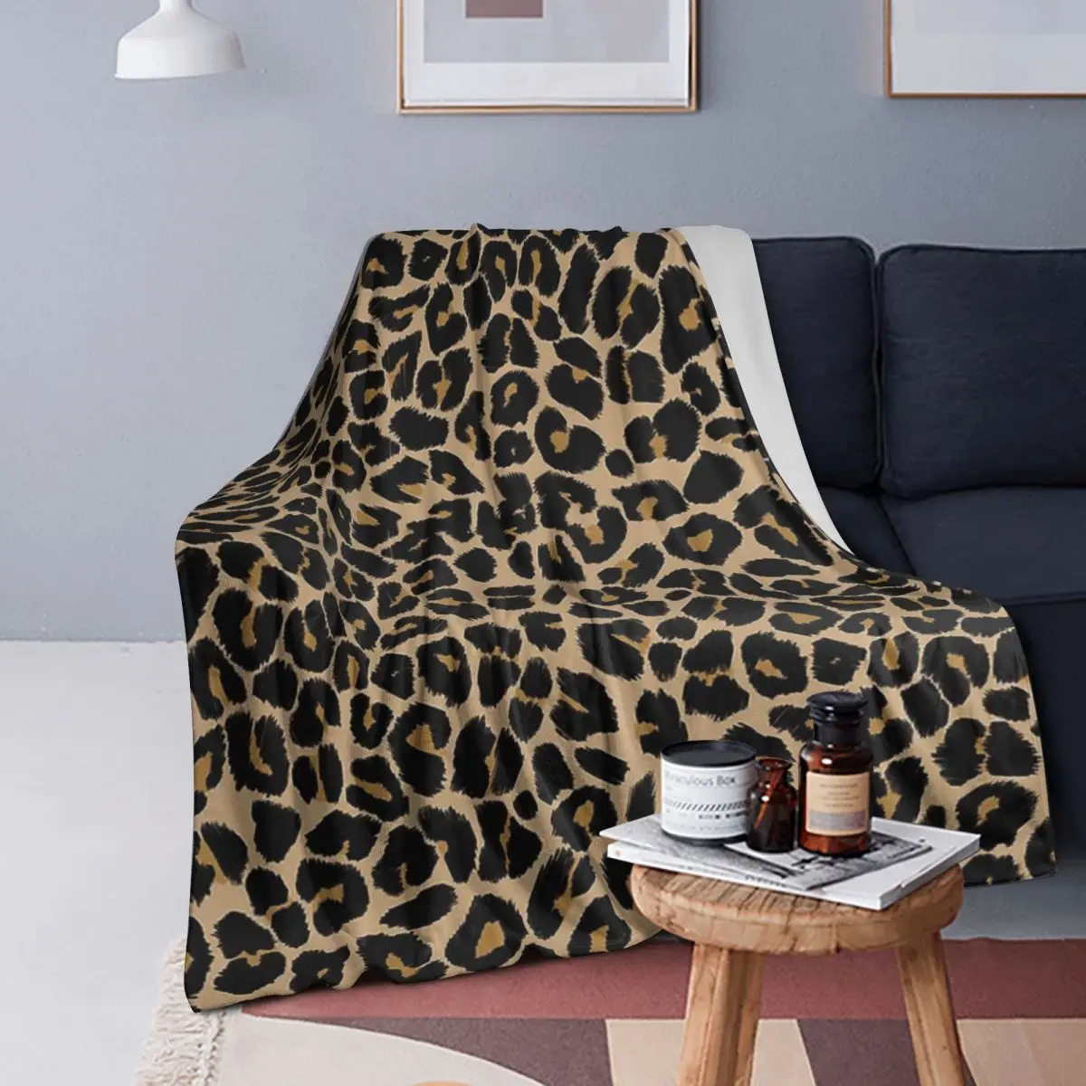 

Leopard Print Traditional Colours Blankets Soft Warm Flannel Throw Blanket Bedspread for Bed Living room Picnic Travel Home Sofa