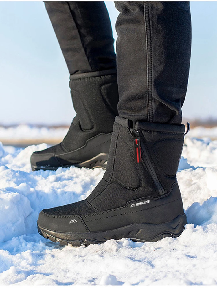 Winter Herrenschuhe Schneestiefel Große Größen Winter Herrenstiefel Warme Plüsch-Knöchelstiefel Hohe Warme Schneestiefel Outdoor-Sneaker – Detail 3