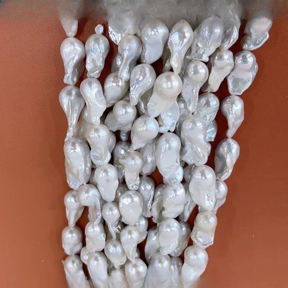 6A Grade 25-30x15-20mm Smooth Irregular White Baroque Natural Freshwater Pearl Beads For DIY Bracelet Jewelry Making Accessories