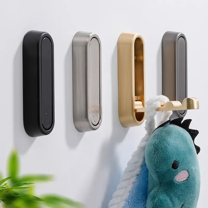 1-3pcs Folding Wall Hook Hidden Robe Towel Coat Hook stainless steel Hook for Home Kitchen Bathroom Matte Black Towel Hanger