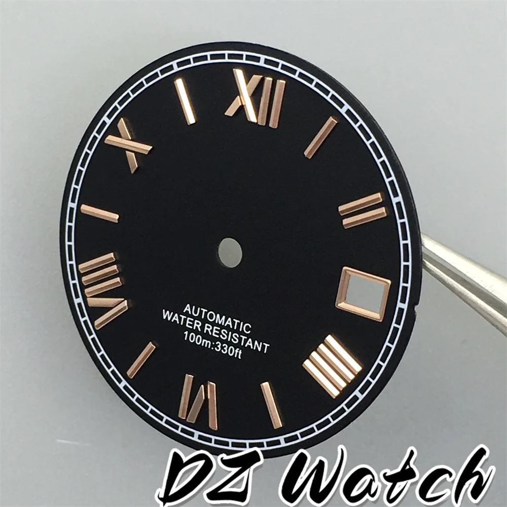 DZ 29mm Black Blue Gold Red White Dial Roman Number Index Suitable For NH35 Movement Watch Accessories view 4