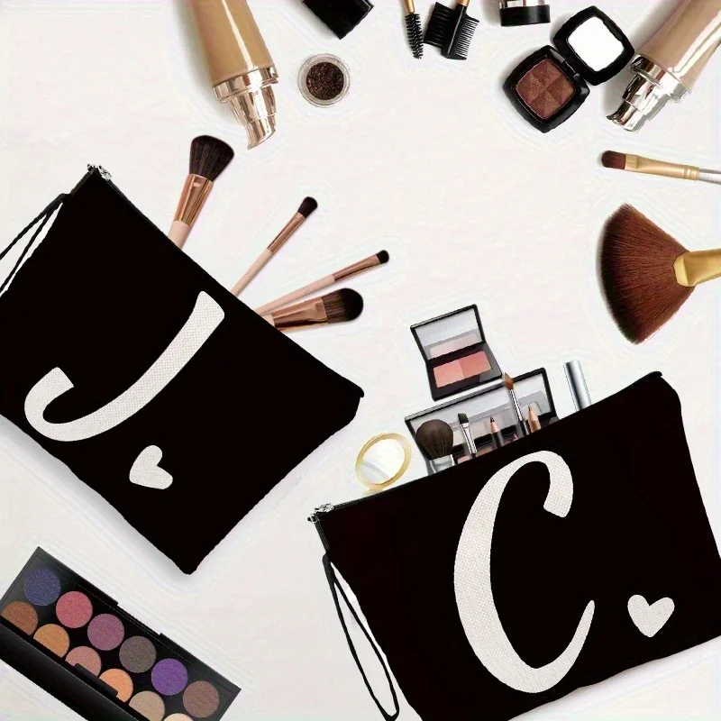 1 bolsa de cosméticos con cremallera con estampado de letras: una bolsa de almacenaje para maquillaje multifuncional y reutilizable, adecuada para viajes, vacaciones, viajes de negocios, fitness y actividades al aire libre, ideal como regalo de boda, regalo de cumpleaños, regalo de Navidad o regalo de aniversario