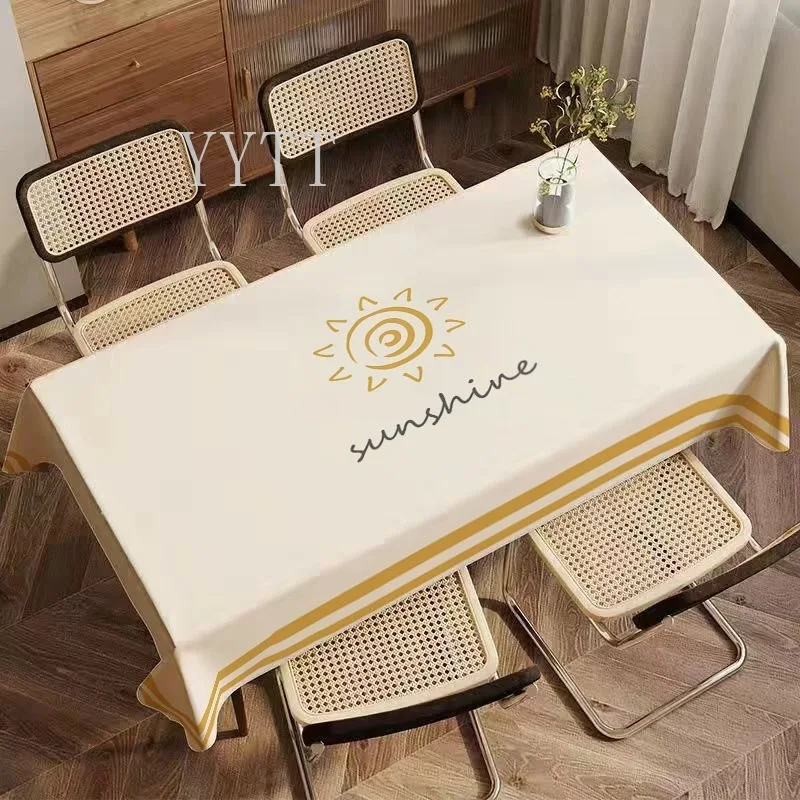 Simple Sunshine Tablecloth Waterproof Oil Resistant Dining Room Rectangle Tablecloth Decor Tea Table Student Desk Table Cover