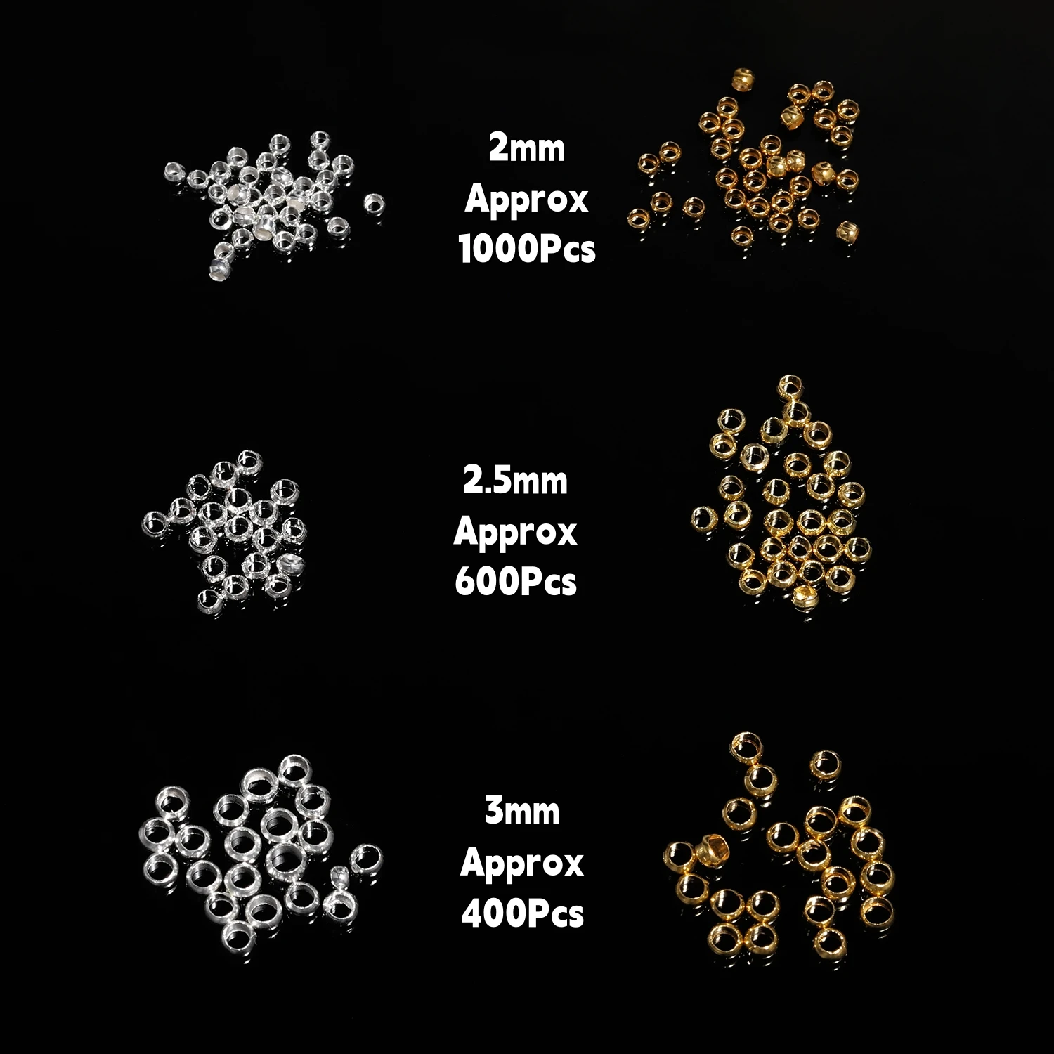2-3mm Golden Silver Color Metal Positioning Spacer Beads Ball Stopper Crimp End Beads for Jewelry Making DIY Necklace Supplies